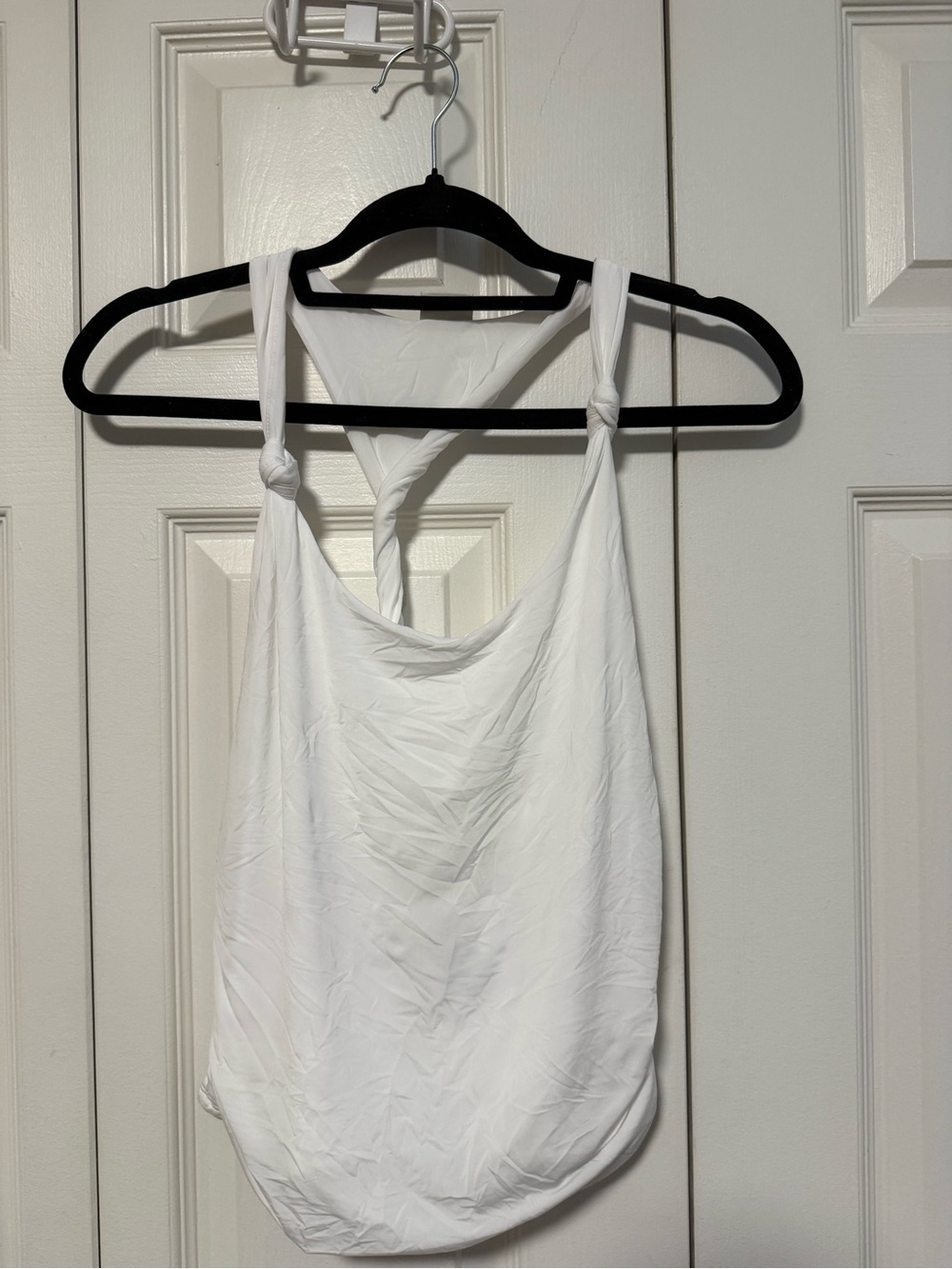 Abercrombie & Fitch White Knotted-Shoulder Tank Top